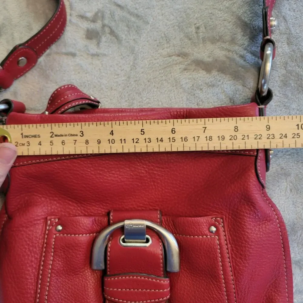 B.Makowsky Women's Crossbody Bag Genuine Leather, Raspberry Red Chic Minimalist